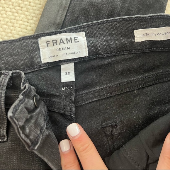 Frame Le Skinny de Jeanne leather trim jeans - Picture 2 of 3